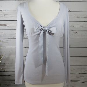 Kookai pale orchid sweater with satiny bow